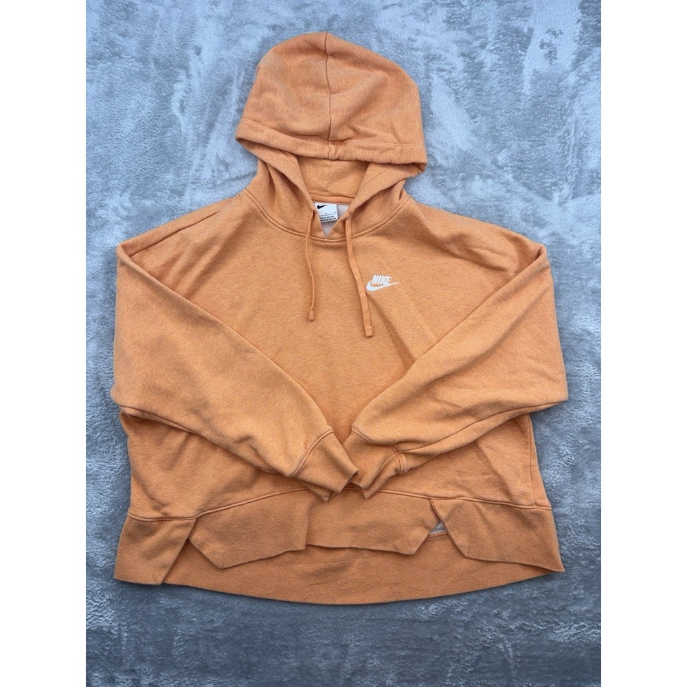 Nike Women's Sweatshirt Size Large Orange Pullover Hoodie Small Logo